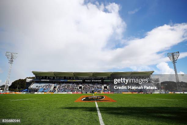 General view of Toll Stadium during the round one Mite 10 Cup match between Northland and Bay of Plenty at Toll Stadium on August 20, 2017 in...