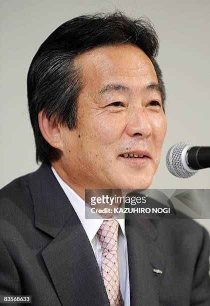 Japan's Sanyo Electric Co. President Seiichiro Sano answers questions during a press conference to announce the campany's financial results at a...