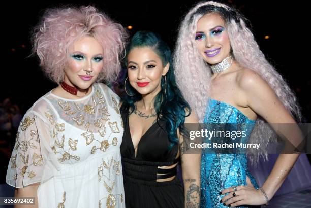 Jordi Dreher, Ashley Quiroz, and Victoria Lyn at the 2017 NYX Professional Makeup FACE Awards at The Shrine Auditorium on August 19, 2017 in Los...