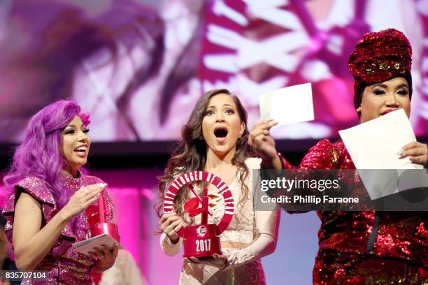 Charis Amber Lincoln, Jessica Kalil, and Patrick Starrr at the 2017 NYX Professional Makeup FACE Awards at The Shrine Auditorium on August 19, 2017...