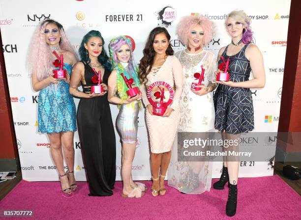 Victoria Lyn, Ashley Quiroz, Kimberley Margarita, Jessica Kalil, Jordi Dreher, and Megan Walter at the 2017 NYX Professional Makeup FACE Awards at...