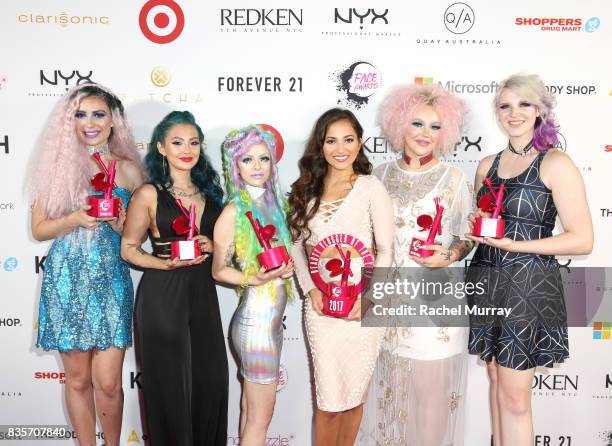 Victoria Lyn, Ashley Quiroz, Kimberley Margarita, Jessica Kalil, Jordi Dreher, and Megan Walter at the 2017 NYX Professional Makeup FACE Awards at...
