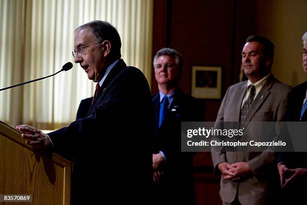 Connecticut State Sen. Martin Looney speaks at a press conference held in the Old Judiciary Room of the Connecticut State Capitol November 5, 2008 in...