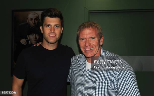 Colin Jost and Vinnie Brand backstage at The Stress Factory Comedy Club on August 19, 2017 in New Brunswick, New Jersey.
