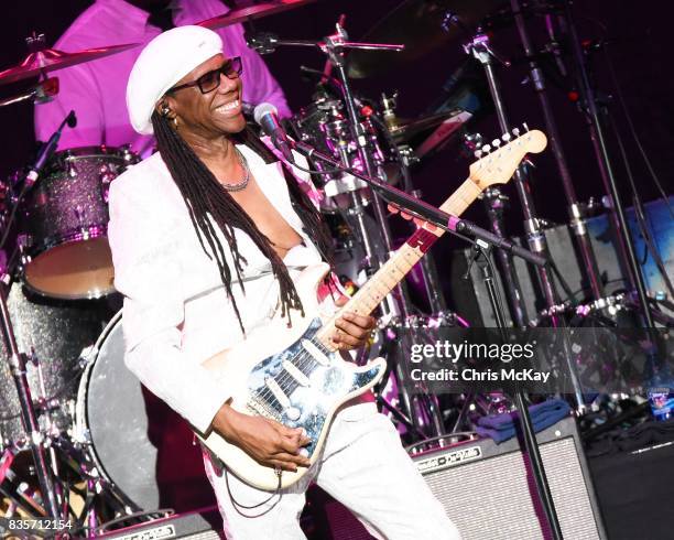 Nile Rodgers of CHIC performs at Verizon Wireless Amphitheater on August 19, 2017 in Alpharetta, Georgia.