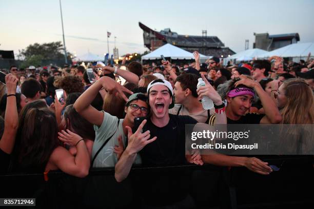 General atmosphere during Day One of 2017 Billboard Hot 100 Festival at Northwell Health at Jones Beach Theater on August 19, 2017 in Wantagh City.