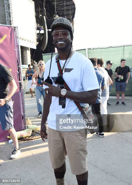 Gucci Mane is seen backstage during Day One of 2017 Billboard Hot 100 Festival at Northwell Health at Jones Beach Theater on August 19, 2017 in...