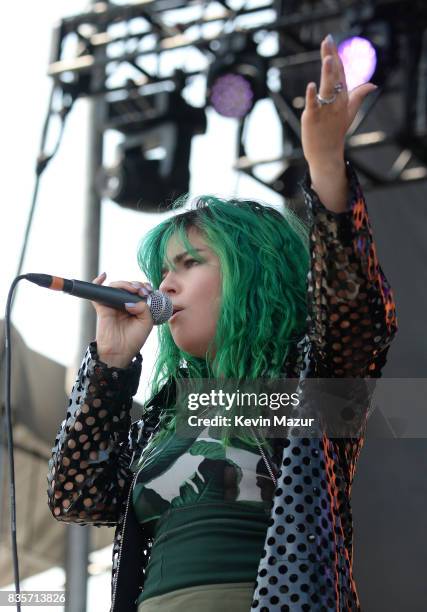 Phoebe Ryan performs on stage during Day One of 2017 Billboard Hot 100 Festival at Northwell Health at Jones Beach Theater on August 19, 2017 in...