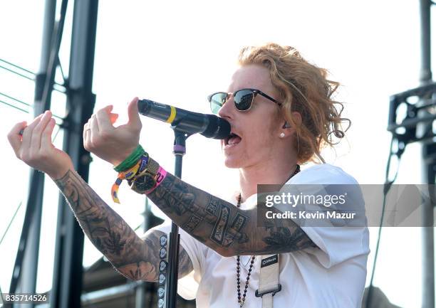 Travis Clark of We The Kings performs during Day One of 2017 Billboard Hot 100 Festival at Northwell Health at Jones Beach Theater on August 19, 2017...