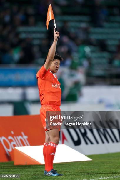 Assistant referee Teruhisa Kajiwara in action during the round one Mitre 10 Cup match between Manawatu and Wellington at Central Energy Trust Arena...