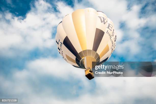 Hot air balloons of various shapes are seen during a Balloon Festival in Barneveld, Netherlands, on 19 August, 2017. In the Dutch city of Barneveld,...