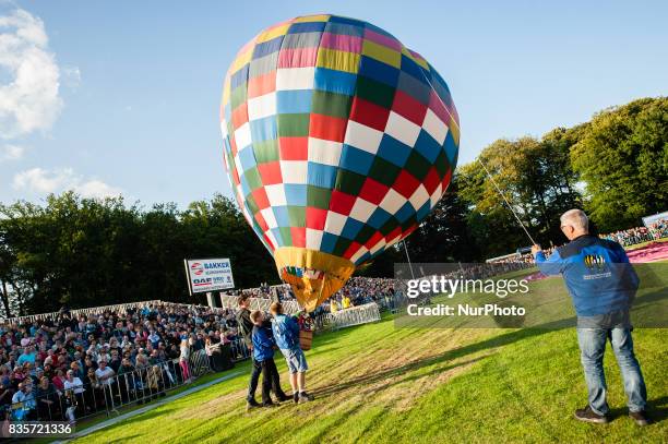 Hot air balloons of various shapes are seen during a Balloon Festival in Barneveld, Netherlands, on 19 August, 2017. In the Dutch city of Barneveld,...