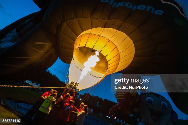 Hot air balloons of various shapes are seen during a Balloon Festival in Barneveld, Netherlands, on 19 August, 2017. In the Dutch city of Barneveld,...