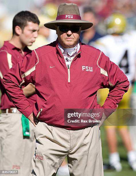 Head coach Bobby Bowden of the Florida State Seminoles prior to the game against the Georgia Tech Yellow Jackets at Bobby Dodd Stadium on November 1,...