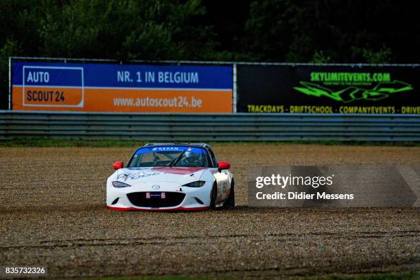 The Mazda MX5 ND of Stéphane Lémeret, Xavier Daffe, Hans Dierckx, Maxime Pasture and Antonio da Palma Ferramacho get blocked in the gravel in the...