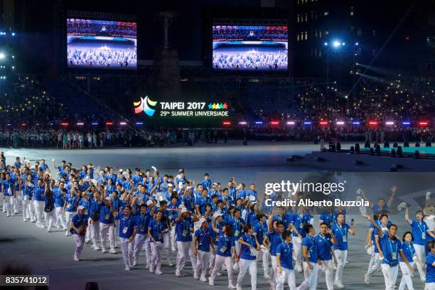 Summer Universiadi of Taipei 2017. The Chinese Taipei team parades at the opening ceremony of the Summer Universiadi held in Taiwan. Taiwan cannot...