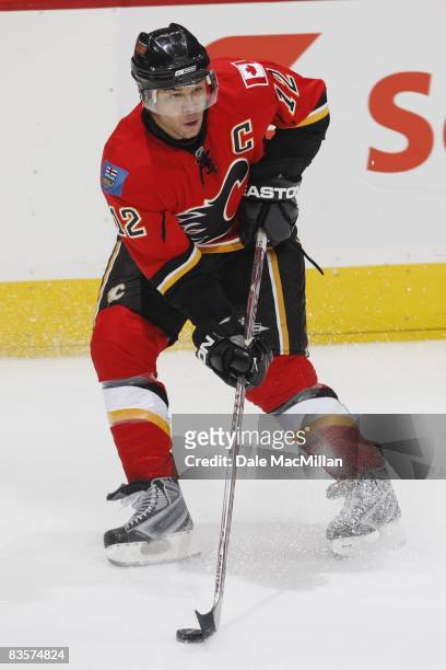Jarome Iginla of the Calgary Flames skates during the game against the Colorado Avalanche on October 28, 2008 at the Pengrowth Saddledome in Calgary,...