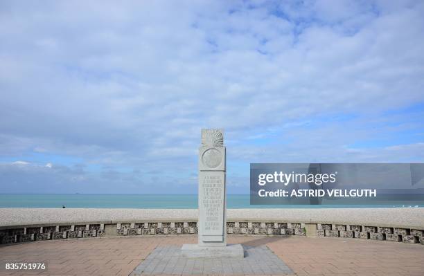 This photo taken on October 9, 2016 in Dieppe a memorial dedicated to Canadian soldiers during the WWII allied attacks on the German-occupied port of...