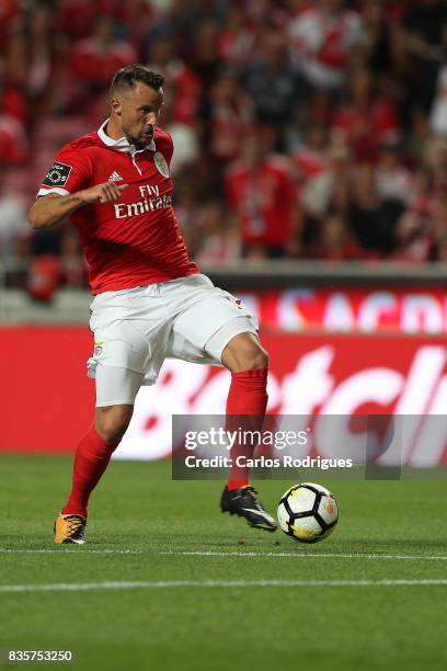 Benfica's forward Haris Seferovic from Switzerland during the match between SL Benfica and CF Belenenses for the third round of the Portuguese...