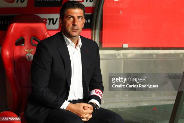 Benfica's coach Rui Vitoria from Portugal before the match between SL Benfica and CF Belenenses for the third round of the Portuguese Primeira Liga...