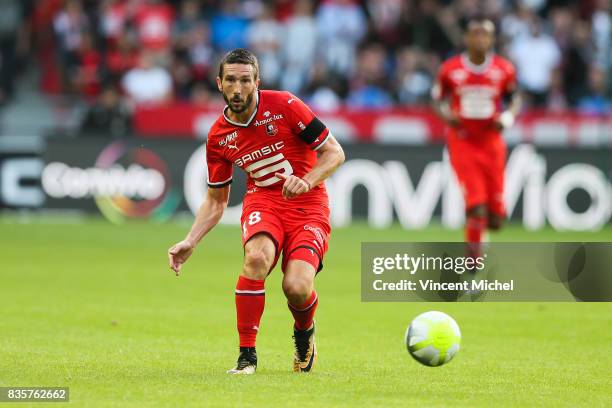 Morgan Amalfitano of Rennes during the Ligue 1 match between Stade Rennais and Dijon FCO at Roazhon Park on August 19, 2017 in Rennes, .