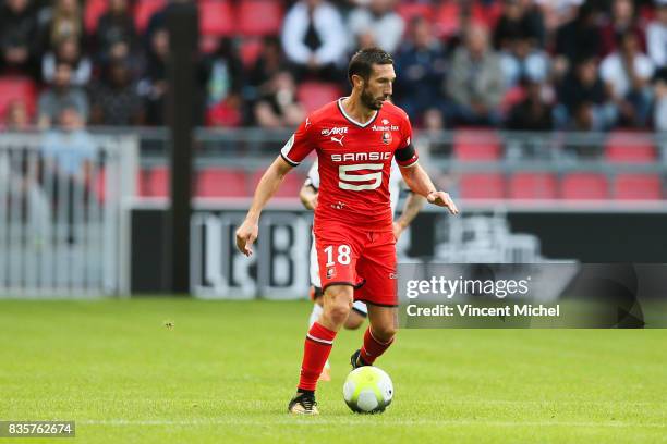 Morgan Amalfitano of Rennes during the Ligue 1 match between Stade Rennais and Dijon FCO at Roazhon Park on August 19, 2017 in Rennes, .