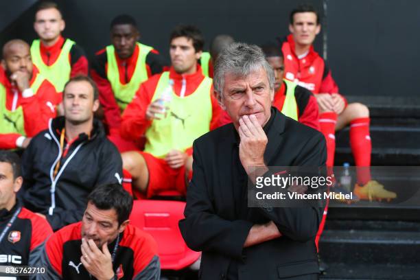 Christian Gourcuff headcoach of Rennes during the Ligue 1 match between Stade Rennais and Dijon FCO at Roazhon Park on August 19, 2017 in Rennes, .