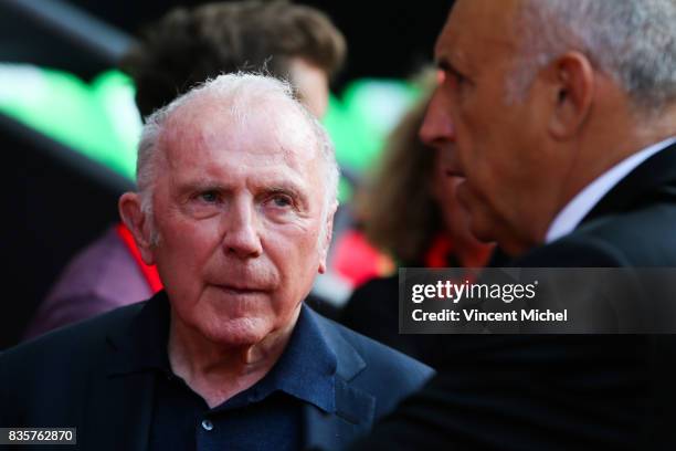 Francois Pinault and Rene Ruello of Rennes during the Ligue 1 match between Stade Rennais and Dijon FCO at Roazhon Park on August 19, 2017 in Rennes,...