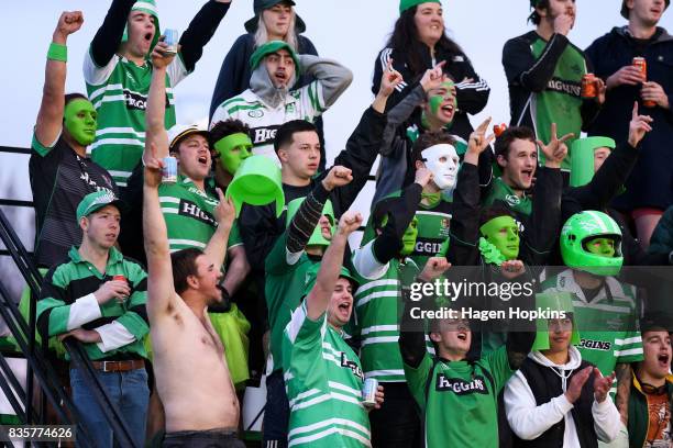 Manawatu fans show their support during the round one Mitre 10 Cup match between Manawatu and Wellington at Central Energy Trust Arena on August 20,...