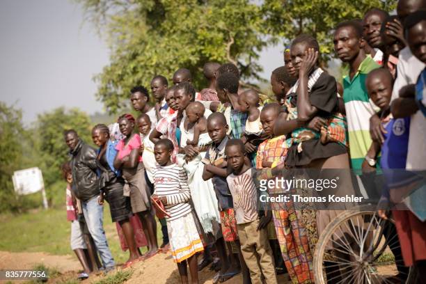 Rhino, Uganda Group picture of refugees at Rhino Refugee Camp Settlement in northern Uganda. The area is home to about 90,000 refugees from South...
