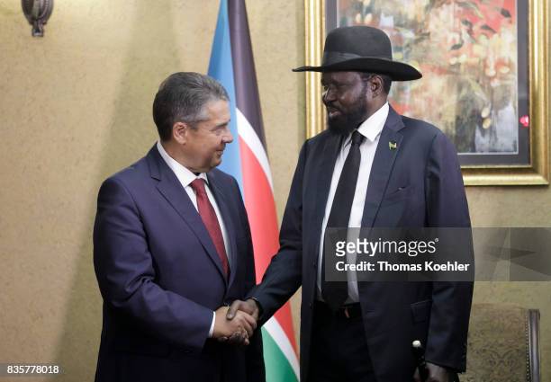 Vice Chancellor and Federal Foreign Minister Sigmar Gabriel, SPD, meets the President of the Republic of South Sudan, Salva Kiir Mayardit on August...