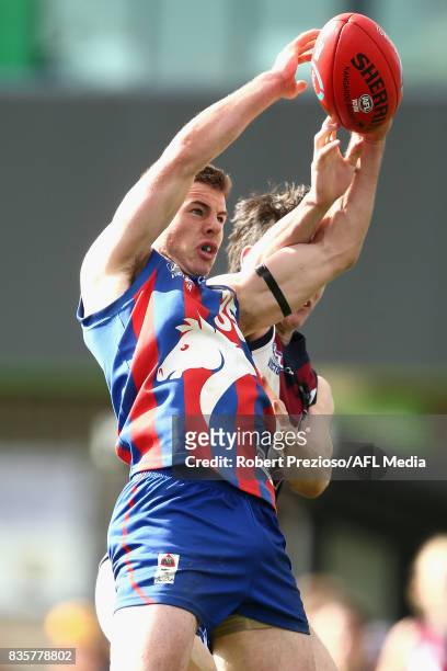 Jack Higgins of the Oakleigh Chargers marks during the TAC Cup round 16 match between the Oakleigh Chargers and the Sandringham Dragons at RAMS Arena...