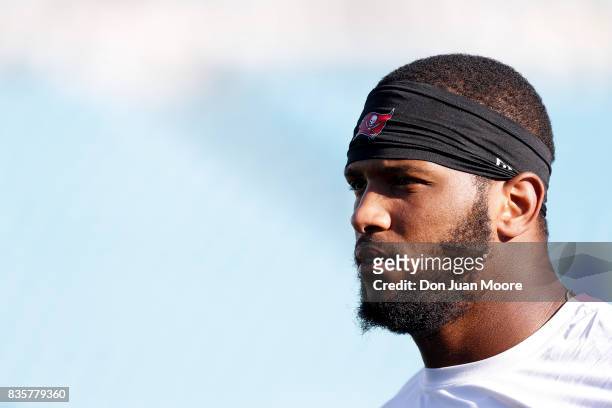 Tight End O.J. Howard of the Tampa Bay Buccaneers before the start of the game against the Jacksonville Jaguars at EverBank Field on August 17, 2017...