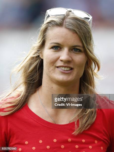 Dafne Schippers during the UEFA Europa League fourth round qualifying first leg match between FC Utrecht and FK Zenit St Petersburg at the Nieuw...