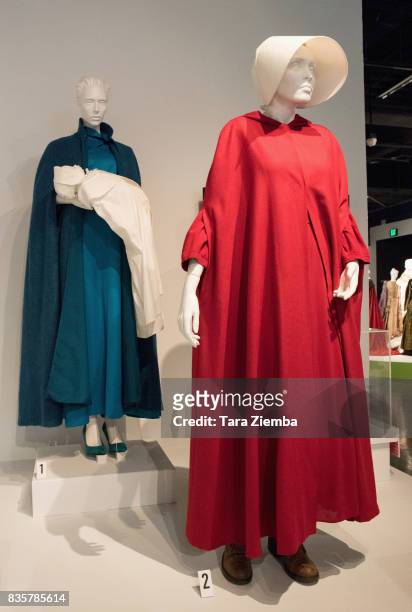 Costumes from the show 'The Handmaid's Tale' on display at the media preview of the 11th annual 'Art Of Television Costume Design' exhibition at FIDM...