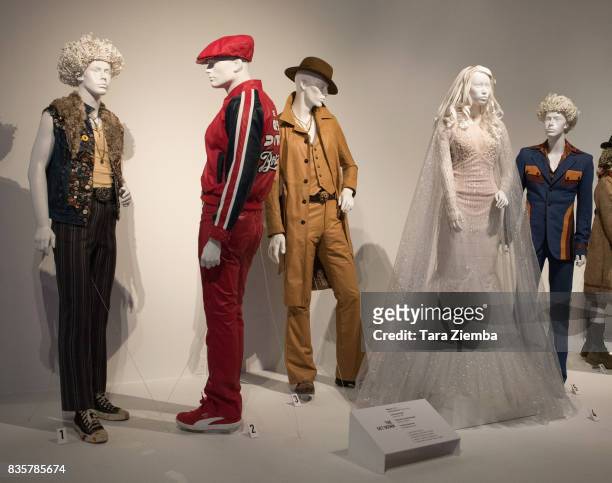 Costumes from the show 'The Get Down' on display at the media preview of the 11th annual 'Art Of Television Costume Design' exhibition at FIDM Museum...