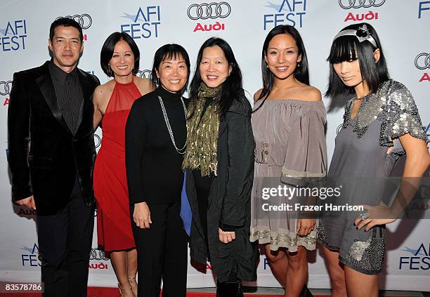 Actors Russell Wong, Julia Nickson-Soul, director Anna Chi, AFI FEST Artistic Director Rose Kuo, and actors Steph Song and Bai Ling of the film 'Dim...