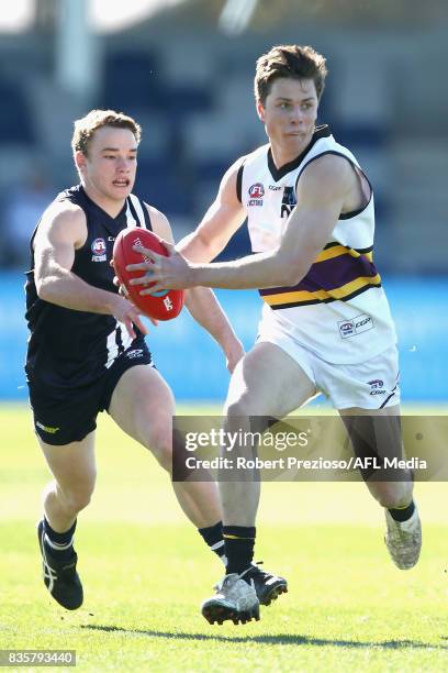 Doulton Langlands of the Murray Bushrangers runs during the TAC Cup round 16 match between the Geelong Falcons and the Murray Bushrangers at MARS...