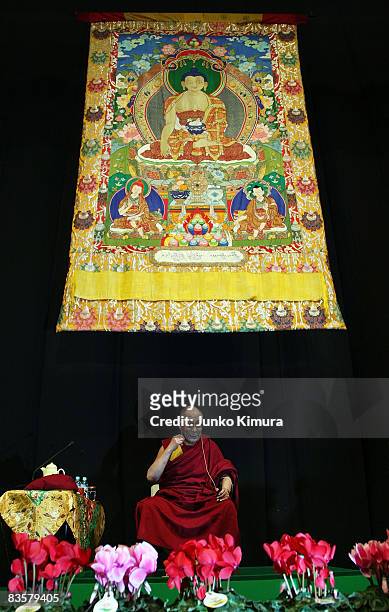 His Holiness the 14th Dalai Lama delivers lecture "Nature of Mind is Clear Light" at Ryogoku Kokugikan on November 6, 2008 in Tokyo, Japan. The Dalai...
