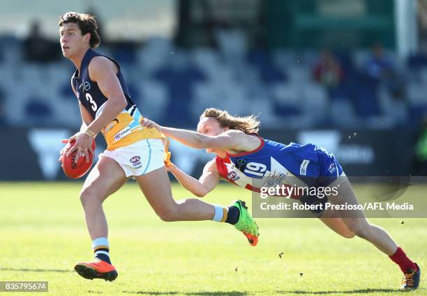 Jye Caldwell of the Bendigo Pioneers runs during the TAC Cup round 16 match between the Gippsland Power and the Bendigo Pioneers at MARS Stadium on...