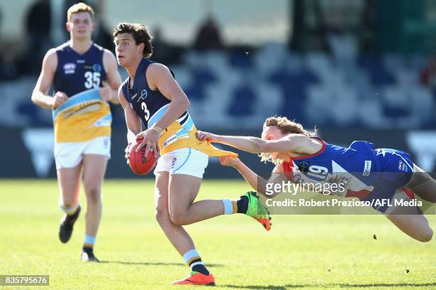 Jye Caldwell of the Bendigo Pioneers runs during the TAC Cup round 16 match between the Gippsland Power and the Bendigo Pioneers at MARS Stadium on...