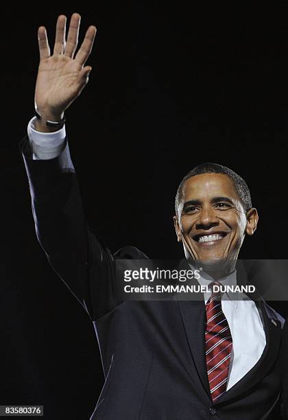 President-elect Barack Obama at his election night party in Chicago, Illinois, November 4, 2008. AFP PHOTO/Emmanuel Dunand