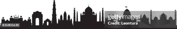 ilustrações de stock, clip art, desenhos animados e ícones de delhi skyline (all buildings are separate and complete) - jama masjid agra