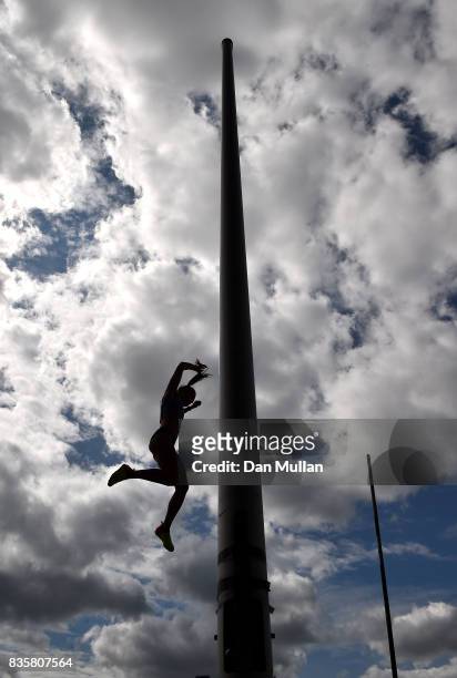 Alysha Newman of Canada competes in the Womens Pole Vault during the Muller Grand Prix Birmingham meeting on August 20, 2017 in Birmingham, United...