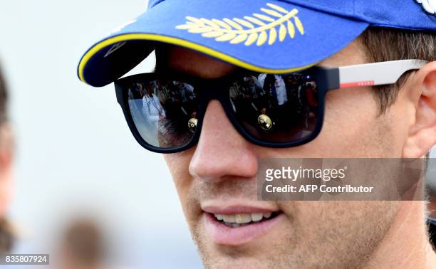 3rd place driver Sebastien Ogier of France leaves the stage after the flower ceremony after the WRC Germany on August 20, 2017 in Neunkirchen,...