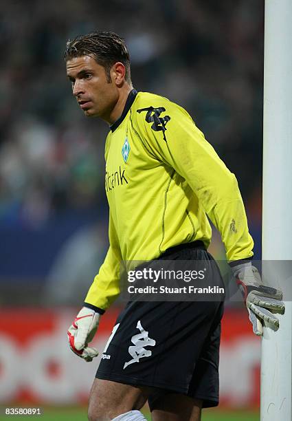 Tim Wiese of Bremen during the UEFA Champions League Group B second leg match between Werder Bremen and Panathinaikos at the Weser stadium on...