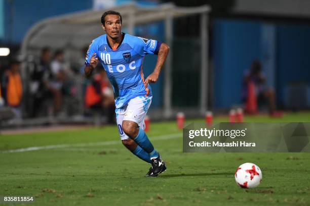 Leandro Domingues of Yokohama FC in action during the J.League J2 match between Yokohama FC and Mito Hollyhock at Nippatsu Mitsuzawa Stadium on...