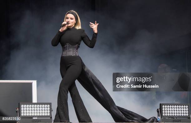 Grace Chatto of Clean Bandit performs live on stage during V Festival 2017 at Hylands Park on August 20, 2017 in Chelmsford, England.