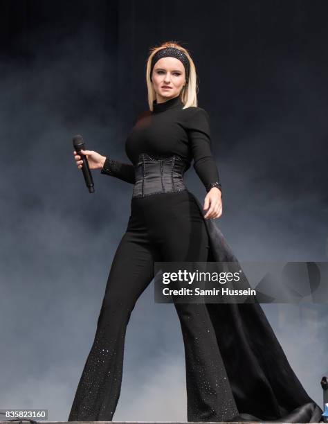 Grace Chatto of Clean Bandit performs live on stage during V Festival 2017 at Hylands Park on August 20, 2017 in Chelmsford, England.