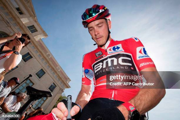 Racing's Australian cyclist Rohan Dennis signs autographs prior to the start of the 2nd stage of the 72nd edition of "La Vuelta" Tour of Spain...